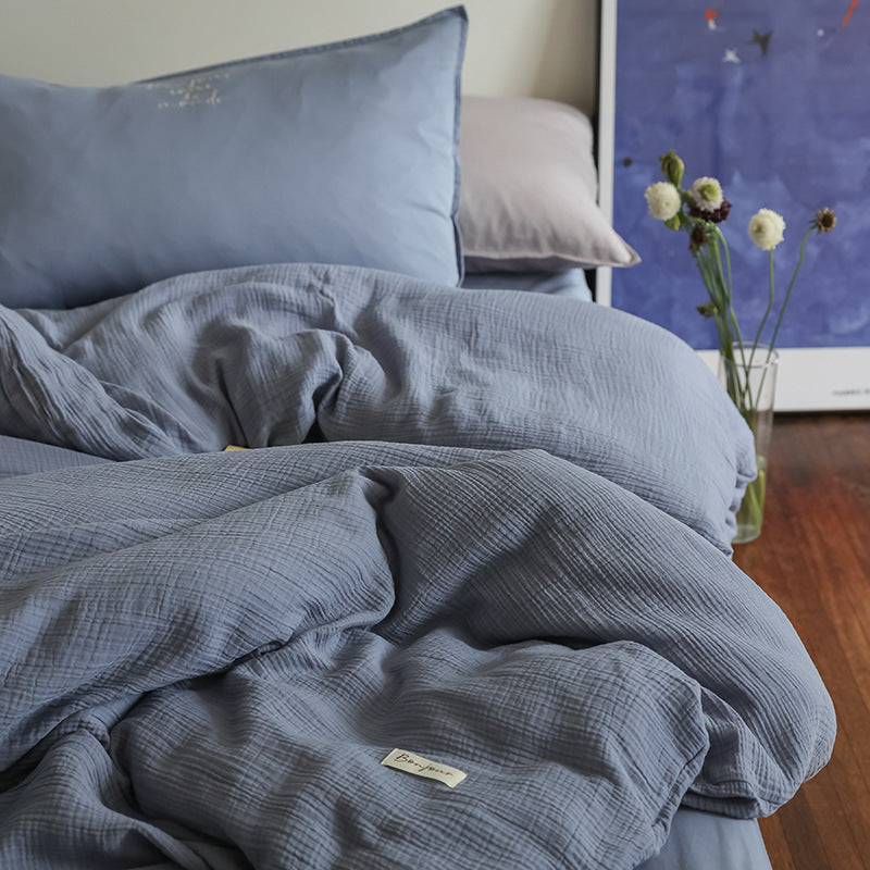 Four-piece Double-layer Yarn Simple Summer Duvet Cover Bedding Pi-Mart