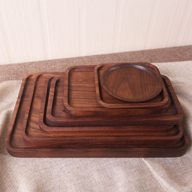Japanese Style Wooden Black Walnut Rectangular Dinner Plate Pi-Mart