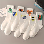 3/6/8/10/12 Pairs Of Medium Length Socks With Graffiti And Spray Painting For Personalized Fashion, Comfort, And Durability Lootquake LLC