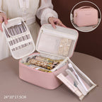 Makeup bag with compartments, makeup bag organizer, 6 large divisions portable large capacity high-end makeup bag, travel makeup brush cosmetic storage bag - SJB-DIAMOND ELITES