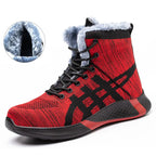 Winter Plush Boots Men Labor Protection Anti-smash Anti-puncture Work Shoes Warm Thickened Breathable Lace-up Safety Shoes Pi-Mart