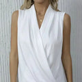 Women's Solid Color V-neck Off Shoulder Fashionable Versatile Camisole Vest - SJB-DIAMOND ELITES