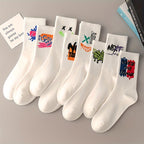 3/6/8/10/12 Pairs Of Medium Length Socks With Graffiti And Spray Painting For Personalized Fashion, Comfort, And Durability Lootquake LLC