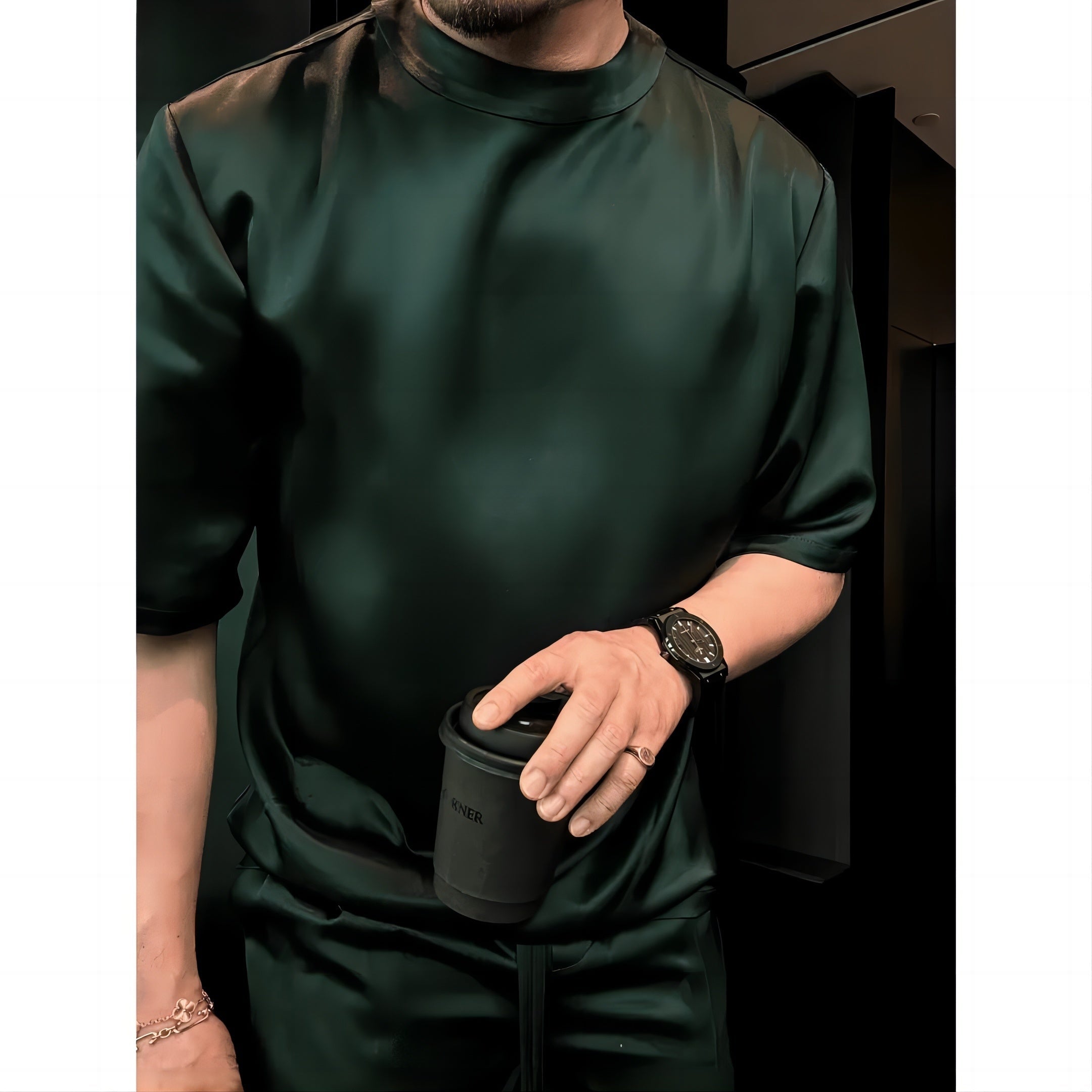 Men's Deep Green Crew Neck Summer Set Lootquake LLC