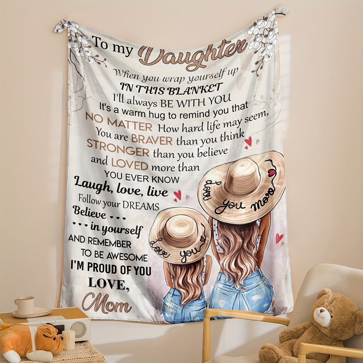 1pc Flannel Blanket, To My Daughter From Mom Blanket, Warm Cozy Soft Throw Blanket For Couch Bed Sofa Lootquake LLC