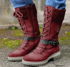Winter High Square Heel Round Head Sewing Line Plus Size Martin Boots Pi-Mart