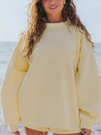 Relaxed Fit Round Neck Sweatshirt and Shorts Set THRIXINE