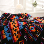 1pc Southwest Native American Flannel Polyester Throw Double-side Printed Blanket, Aztec Geometry Pattern Travel Couch Bed Blanket Plush Soft Lightweight Blanket For All Season Lootquake LLC