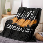 1pcDigital Printing Flannel Blanket, Cute Capybara Pattern, Casual Warm Blanket, Office Throw Blanket