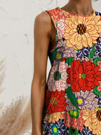 Charming Tiered Printed Round Neck Sleeveless Dress Trendy & Stylish Summer Dress for Women Stevvex