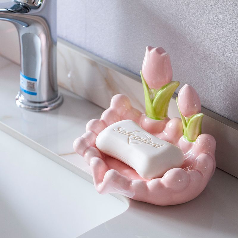Home Creative Cute Flowers Ceramic Soap Box