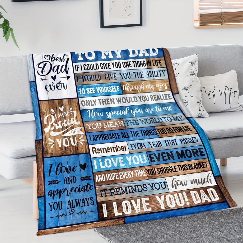 1pc Envelope Printed Flannel Blanket, To My Dad Blanket, Warm Cozy Soft Throw Blanket Nap Blanket For Couch Bed Sofa Camping Travel, Best Gift Square Blanket For Dad Lootquake LLC
