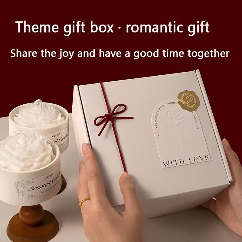 Luxury Soy Wax Scented Candle - 5.3oz Rose, Lavender, Gardenia | Elegant Gift Box for Christmas, Birthdays & Graduations | Home Decor with Ceramic Container & Wooden Base Lootquake LLC