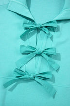 Moonlight Jade Bow Front Patchwork Bracelet Sleeve Mini Dress