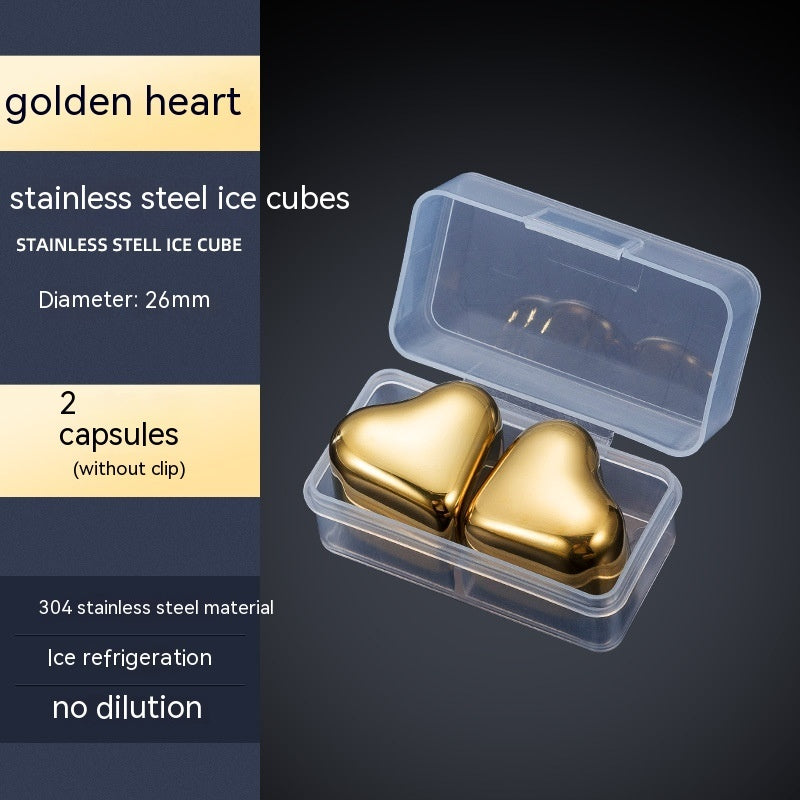 304 Heart-shaped Gold Stainless Steel Ice Cube Pi-Mart