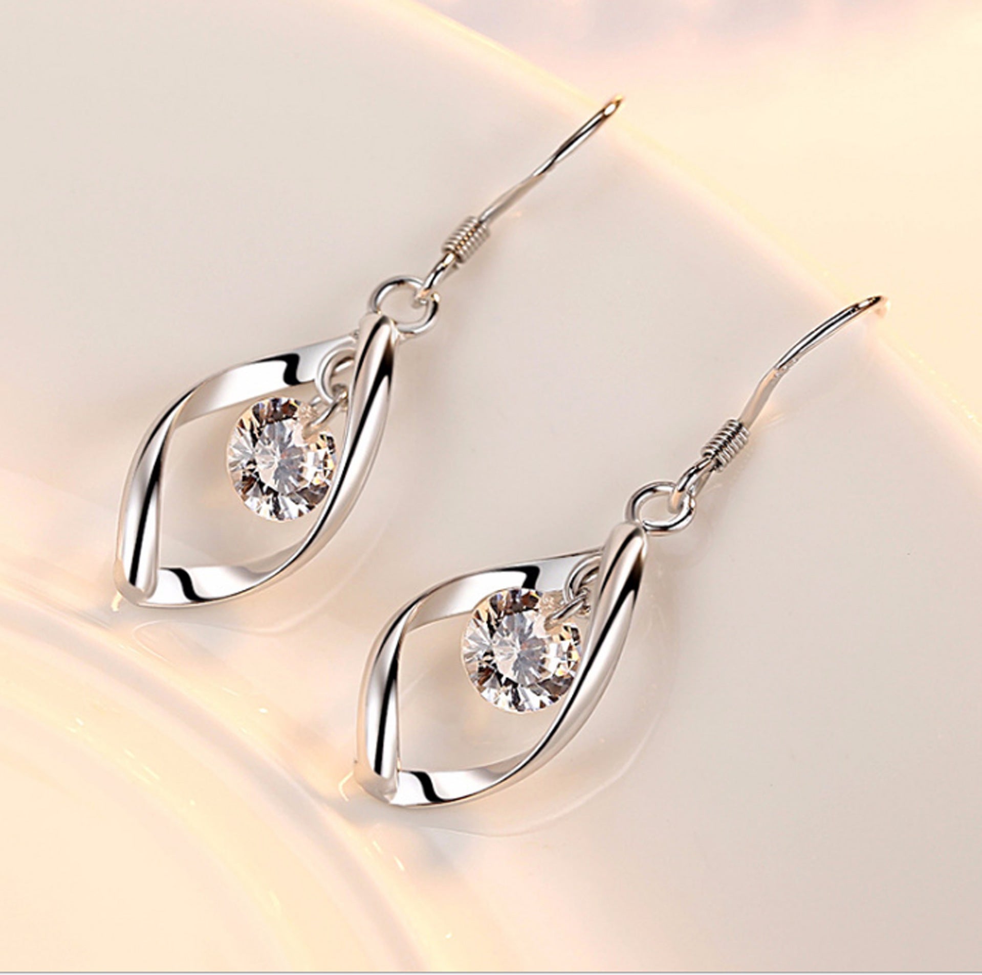 Zircon Reduction Silver Earrings Pi-Mart