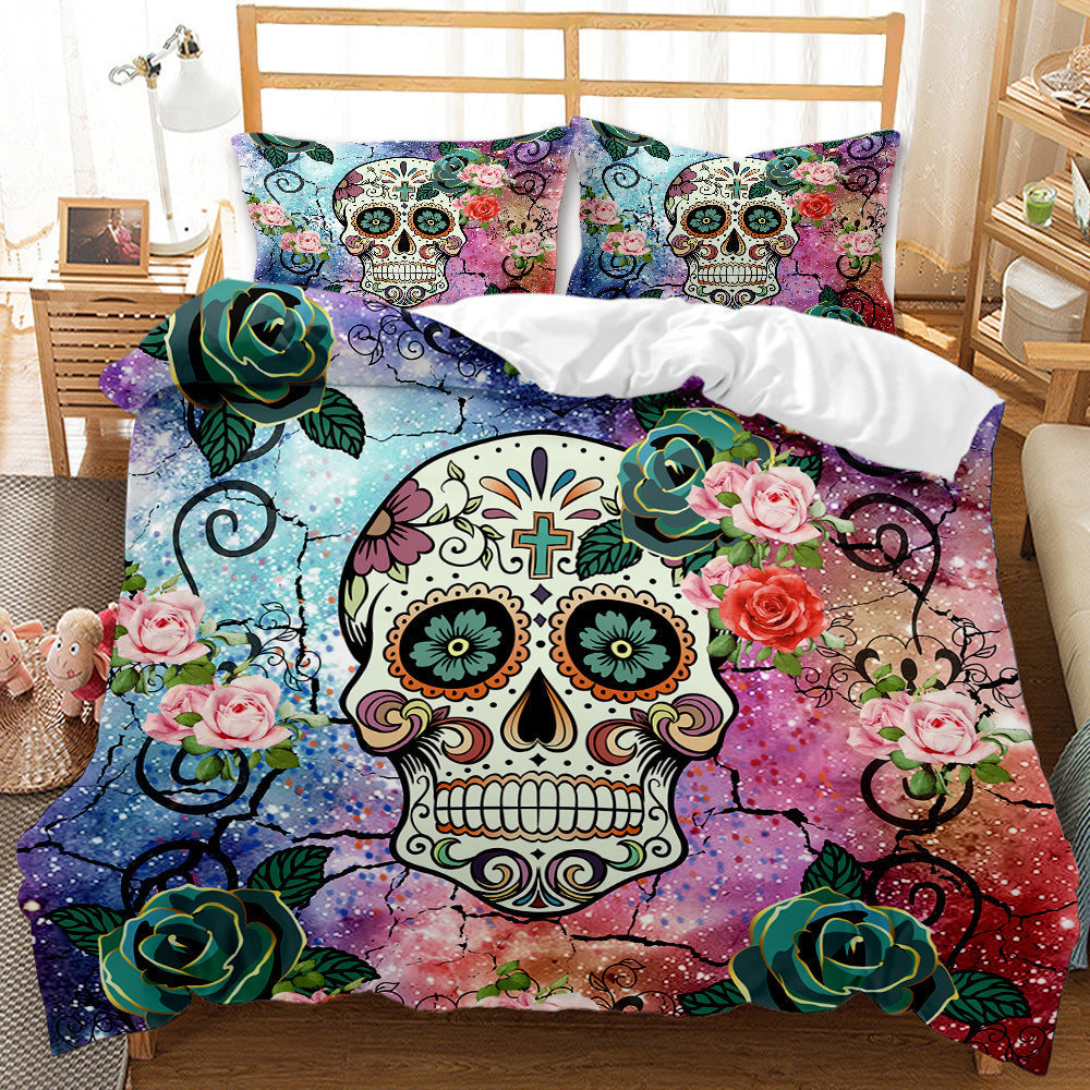 Three-piece Skull Digital Printing Duvet Cover Pi-Mart
