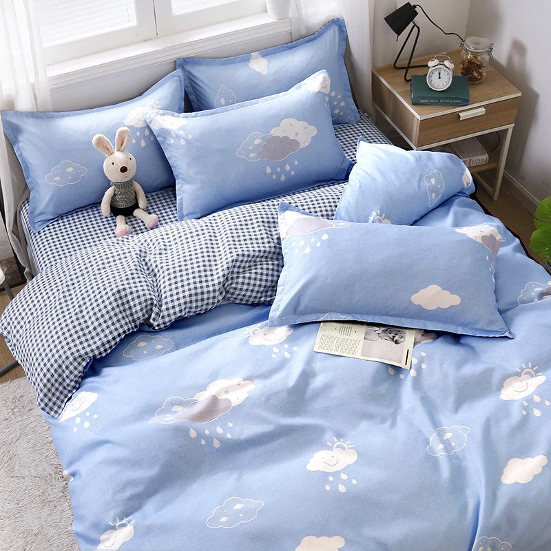 Washed Cotton Four-piece Duvet Cover Sheet Bedding Pi-Mart