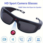 Smart Video Glasses 1080P HD Camera Glasses with Wireless Headset, Open Ear Speaker, AI Real-Time Translation Support 110+ Languages 102° Wide-angle, Sports Outdoor Glasses for Biking, Skiing, Motorcycling, Fishing Lootquake LLC