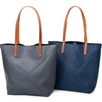 Elegant Genuine Leather Shoulder Bag - Stylish Folding Geometric Bucket Bag & Large Capacity Tote for Women hobo