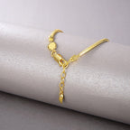 Simple Vintage Ins Folded Square Scaled Snake Bone Chain S925 Silver Plated 18k Gold Bracelet Female Pi-Mart