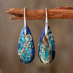 Bohemian Emperor Stone Water Drop Earrings Natural Stone Ornament Jewelry Pi-Mart