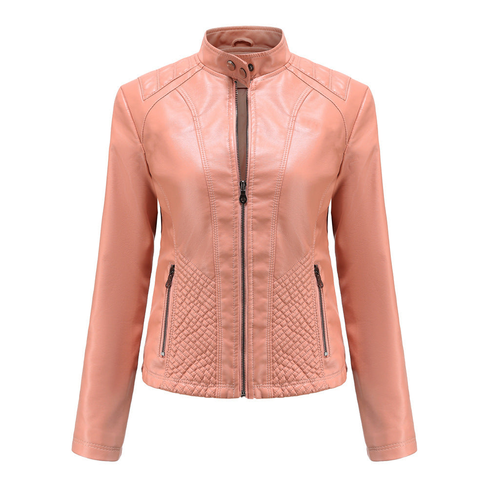 Autumn And Winter Casual Leather  Coat Long-sleeved Motorcycle Jacket Pi-Mart