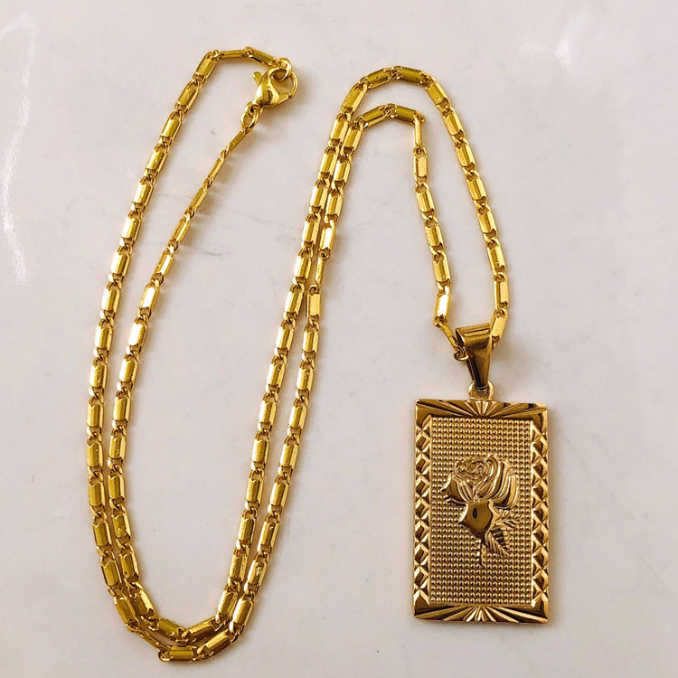 Gold Geo Floral Necklace Pi-Mart