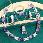 Zircon Bracelet Necklace Earring Ring Pi-Mart