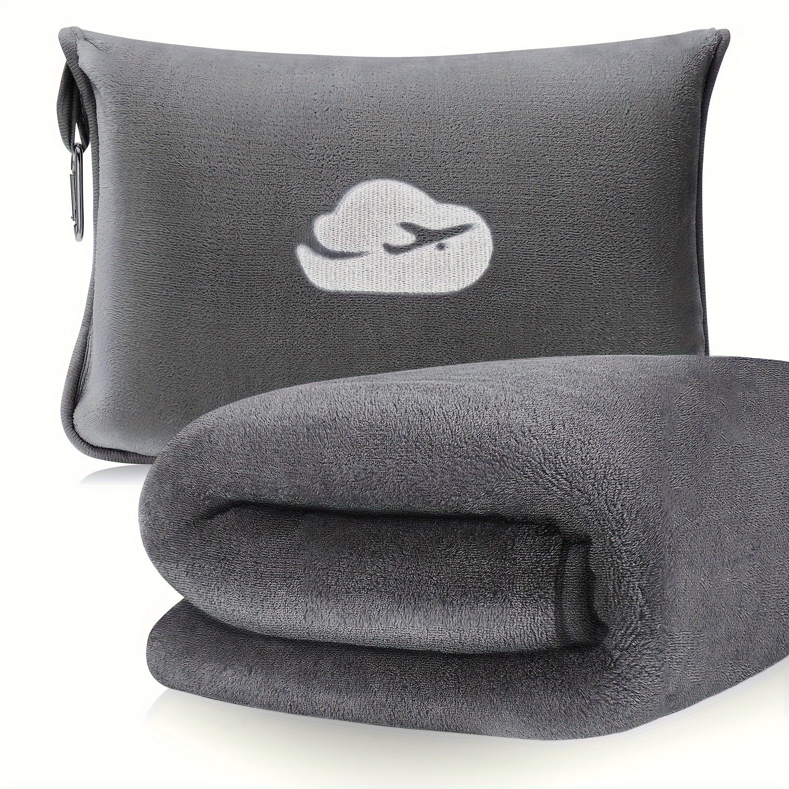 [Hot Selling] Ultra-Soft Embroidered Travel Blanket 2-in-1 with Pillowcase & Backpack Clip - Tear-Resistant, Allergy-Friendly Flannel for All Seasons Lootquake LLC