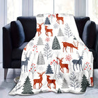 1pc Throw Blanket, Christmas Theme Deer Pattern Printed Blanket, Warm Cozy Soft Blanket For Couch Bed Sofa Car Office Camping Travelling, Gift Blanket Suitable For All Seasons Lootquake LLC