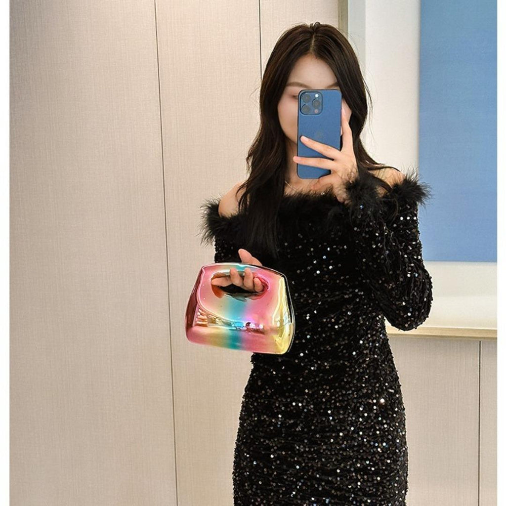 Acrylic bag square box clutch bag metal dinner bag Crossbody even bag party decoration evening bag evening purse clutch purse - SJB-DIAMOND ELITES