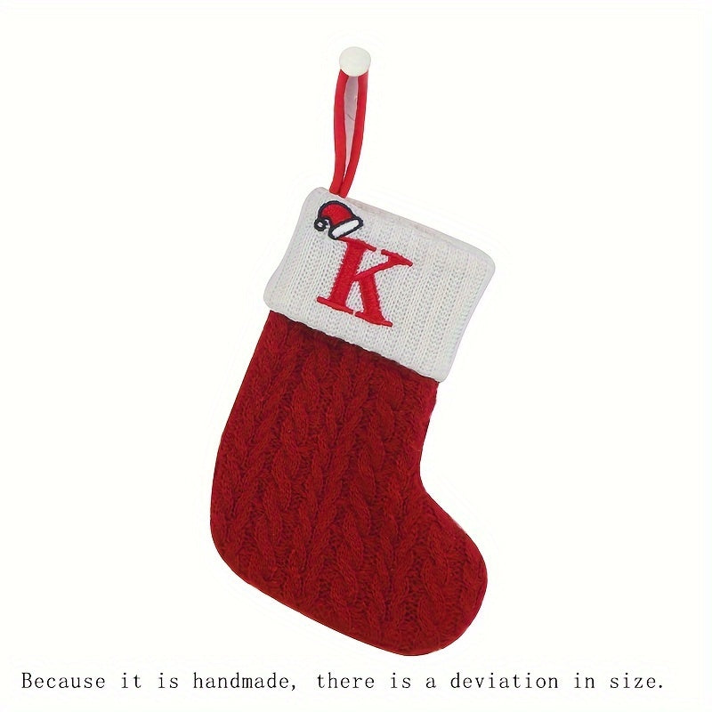 1pc Knitted Christmas Socks Stocking Gift Bag - Embroidered Alphabet, Candy Design, Scene Decor, Room Decor, Home Decor, Holiday Party Decor, Festive Gift Idea for Family and Friends Lootquake LLC