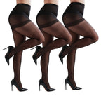 3 Pairs Plus Size Womens Sheer Tights 20D High Waist Control Top Pantyhose With Reinforced Toes - SJB-DIAMOND ELITES