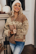 Leopard Print Drop Shoulder Jacket with Button-Up Closure Beautiful Unique Design Winter Jacket Stevvex