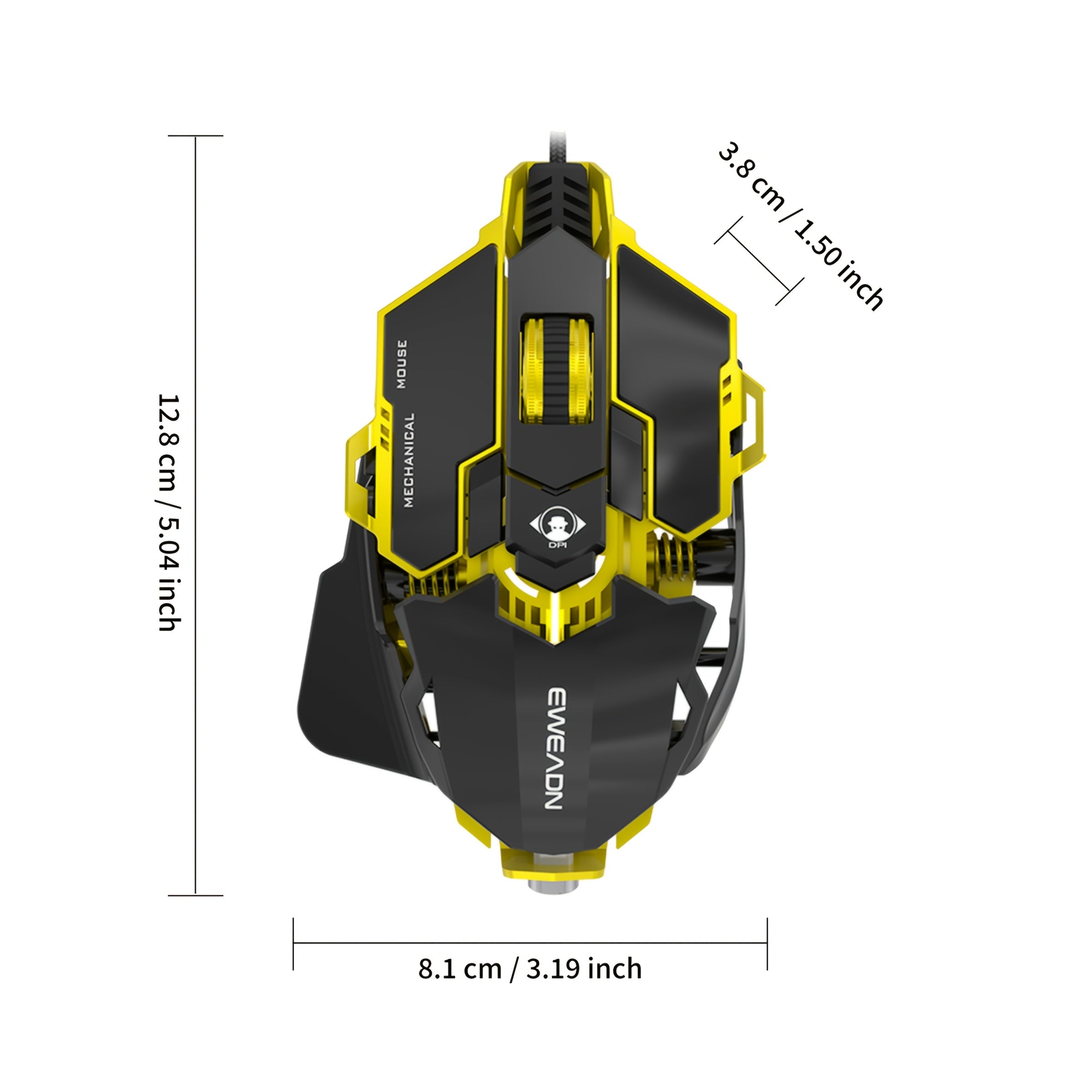 EWEADN G5 USB Wired Gaming Mouse Silent or audible optional Metal mechanical Mouse gamer with 8 Buttons Macro Function Keys, Support tail length adjustment to suit different hand sizes Perfect for desktop, laptop, computer, s