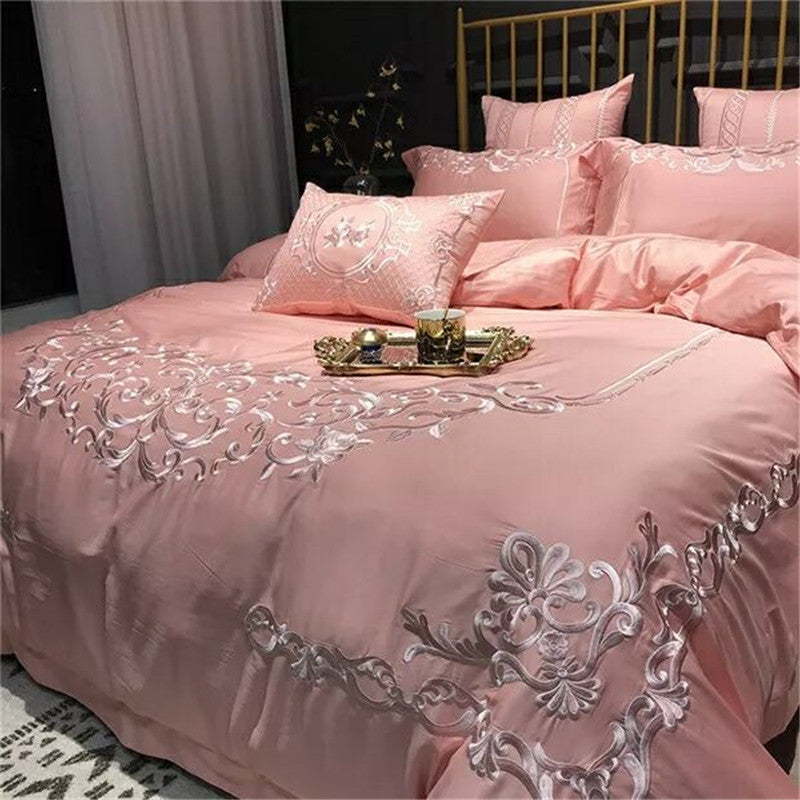 Bed Sheet Duvet Cover Simple Embroidery Four-piece Pure Cotton Pi-Mart