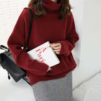 High-neck Women's Loose Versatile Knit Pullover Sweater Pi-Mart