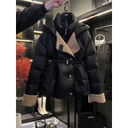 Women's Fashion Black Pure Cotton Coat Pi-Mart