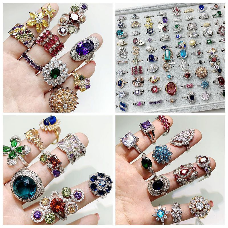 European And American Jewelry Exaggerated Fashion Micro-set Gem Ring Pi-Mart