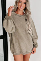 Women Ribbed Sweatshirt - Relaxed Pullover | Femstylo
