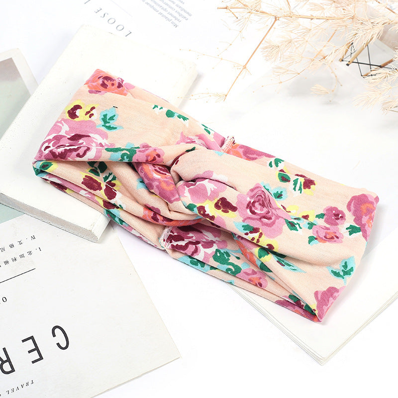 Sweat-absorbent And Anti-perspirant Bundled Headband With Wide-brimmed Print Headband Pi-Mart