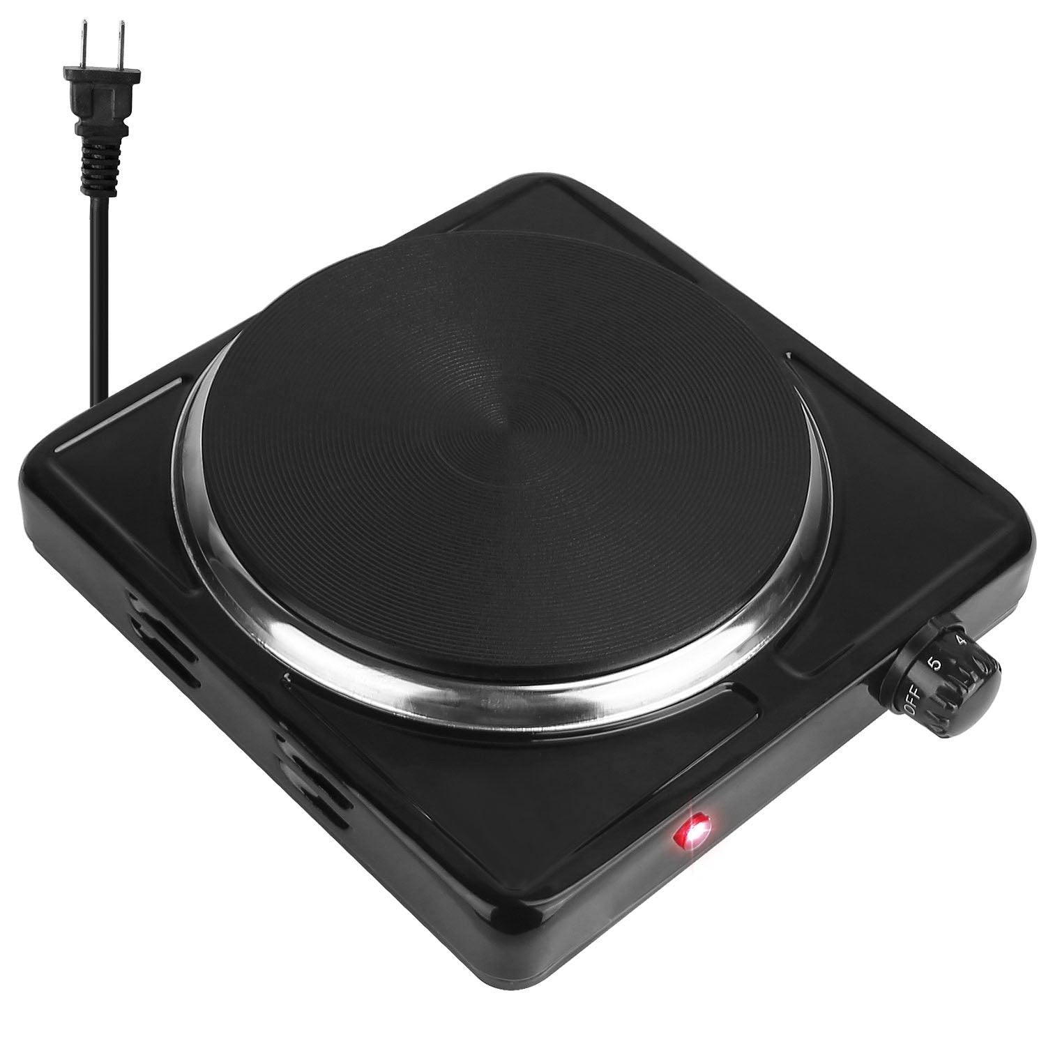 1500W Electric Single Burner Portable Heating Hot Plate Stove Countertop RV Hotplate With Non Slip Rubber Feet 5 Temperature Adjustments Pi-Mart