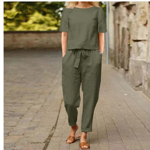 Solid Color One-shoulder Casual Lace-up Women's Suit Pi-Mart
