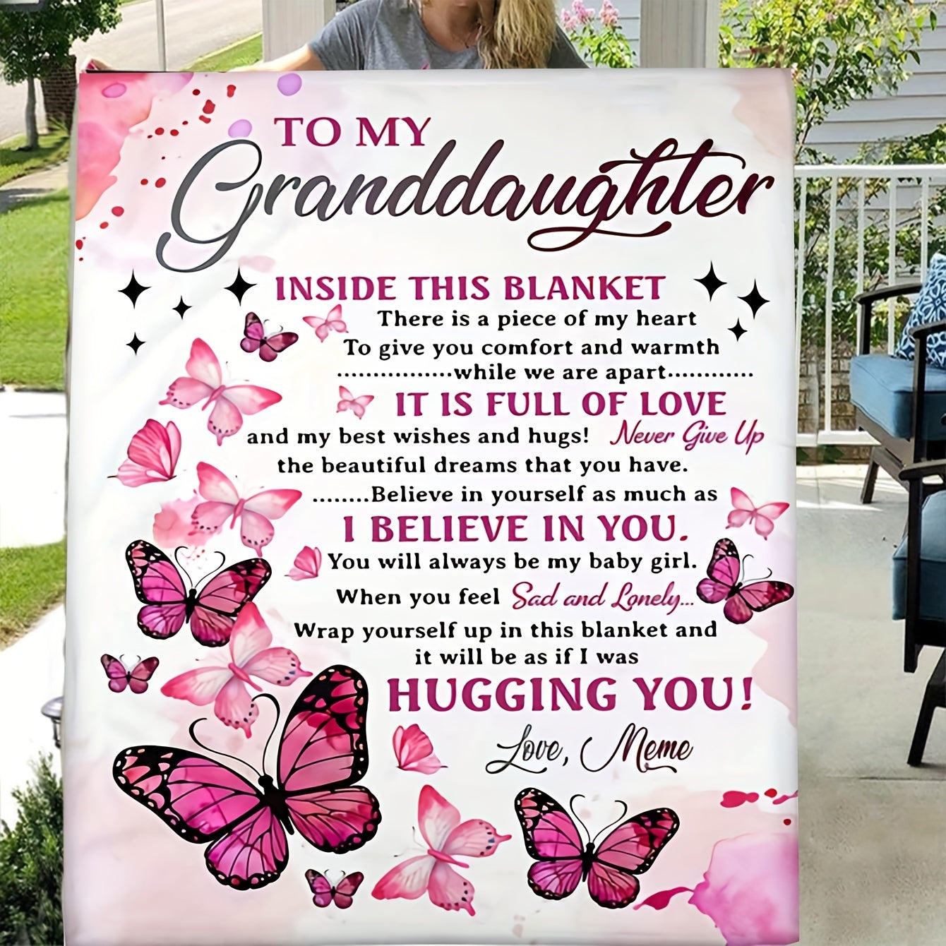 Soft Cozy Flannel Blanket - Butterfly Printed - A Perfect Holiday Gift for Granddaughter From Grandma!