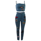 Summer Jeans Outfits 2024 Women Clothes Sets 2 Piece Birthday Party Club Sexy Crop Top and Pants Denim Two Piece Mathcing Set Purplish Diva
