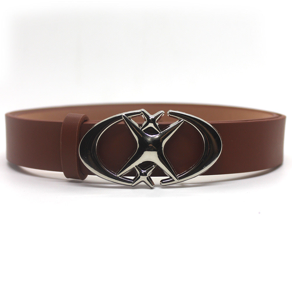 Fashion Wild Original Design Double Crescent Moon Cross Star Buckle Belt Pi-Mart