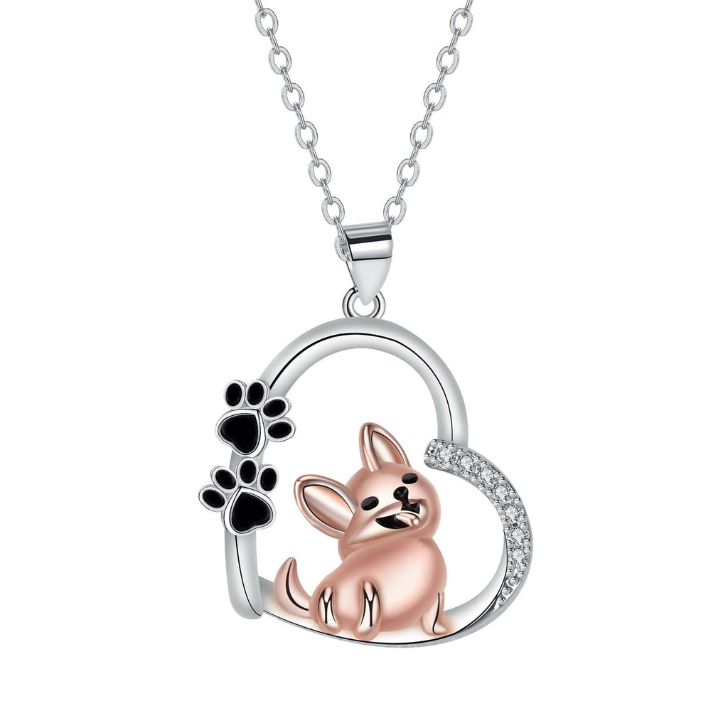 Lovely Heart-shaped Design Pet Dog Pendant Necklace Personality Pi-Mart