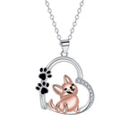 Lovely Heart-shaped Design Pet Dog Pendant Necklace Personality Pi-Mart