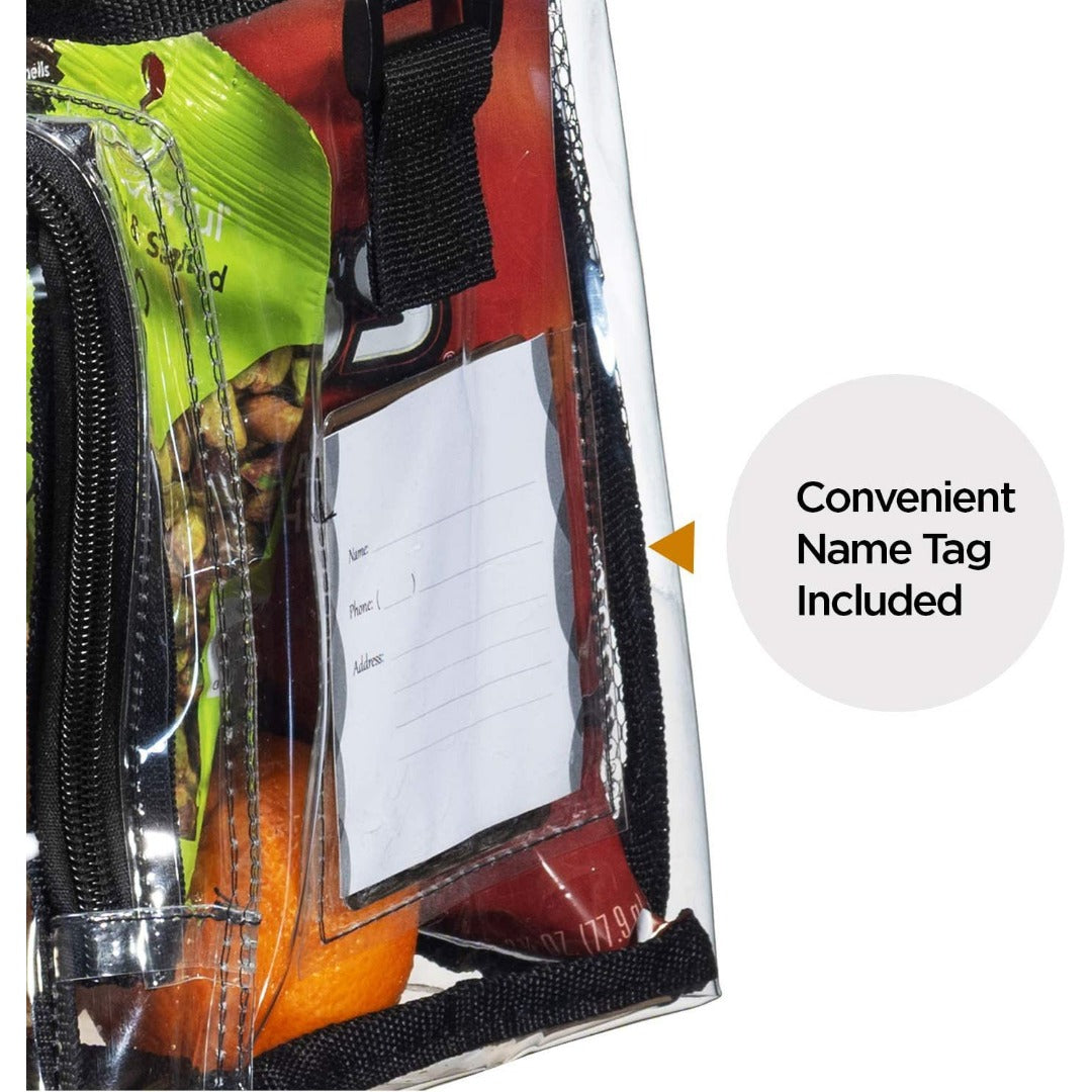PVC clear lunch bag, adjustable strap front storage compartment mesh pocket, outdoor lunch bag with compartments - SJB-DIAMOND ELITES